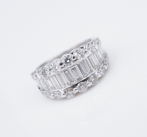 18K Baguette Diamond Ring Anniversary Band White Gold 3 carat Size 5.5 RG4159