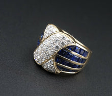 18k Diamond X Sapphire Wide Band Ring 2.8ct Natural Gold Size 5 RG3167