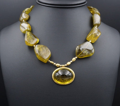 Darlene de Sedle 22k Gold Rare Grossular Garnet Necklace Designer NG1317