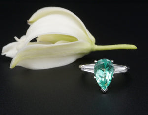 Colombian Emerald Diamond Platinum Ring 2ct Size 7 RG4333