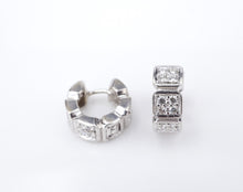 Penny Preville 18k Diamond Huggie Hoop Earrings Wide White Gold 0.5" EG2369