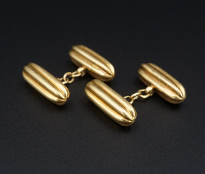 Antique French 18k Yellow Gold Fluted Barrel Cufflinks M1836