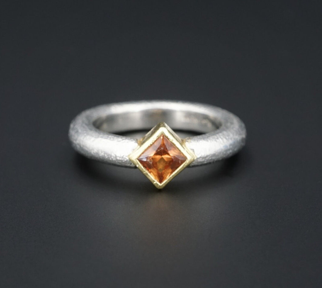 Matthew Trent Platinum 18k Gold Orange Sapphire 