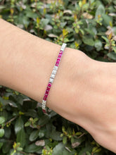 Vintage Platinum Ruby Diamond Tennis Bracelet 6 carats French Cut 7" CO1131