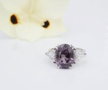 18k Gold Natural Spinel Diamond Ring 3-Stone 7cttw Size 6.5 GIA Violet CO1056