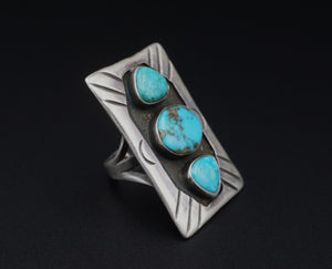 Sterling Silver Turquoise Ring Size 7 Southwestern Native American RS3518