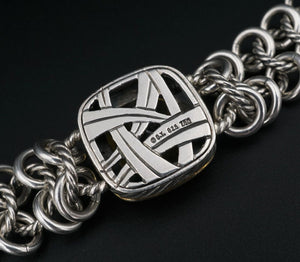 David Yurman Albion Atlas Chainmail Bracelet Prasiolite 18k Sterling 15mm BS2761