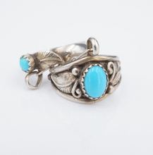 Sterling Silver Slave Ring Double Turquoise Size 6 Southwest Boho Knuckle RS3602