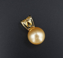 18k Gold South Sea Pearl Pendant Diamond Orange Sapphire 14 mm 2 Tone PG1751