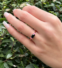 14k Rose Gold Black Tourmaline Pink Enamel Cocktail Ring Size 6.75 Trendy RG4061