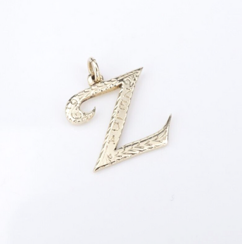 James Avery Large Script Initial Z Charm 14k Yellow Gold Retired 13/16