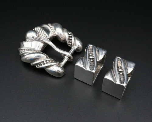 Vintage Ranger Belt Buckle Sterling Silver 3 piece 3D Textured 1990s JM M768