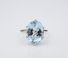 14K White Gold Natural Aquamarine 6.5ct Cocktail Candy Ring Size 7.25 RG4039