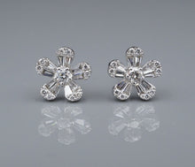 14k White Gold Diamond Flower Cluster Stud Earrings 0.8ctw Natural 10mm EG2466