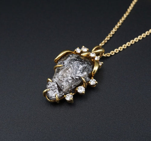 Kurt Wayne Raw Diamond Pendant Necklace 18k Yellow Gold 10ct 16