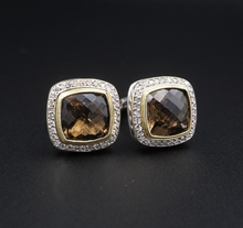 David Yurman Diamond Earrings Albion Smoky Quartz Sterling Silver 18K ES2540