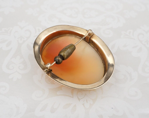 10k Gold Carved Shell Cameo Brooch Goddess Athena Greek Myth Vintage OG498