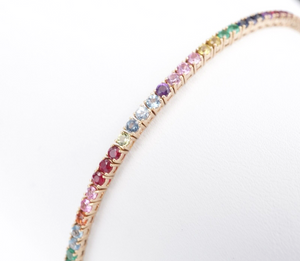 The Last Line 14k Rainbow Gemstone Tennis Bracelet 3ct Rose Gold 6" BG927