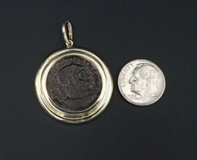 14k Gold Ancient Coin Pendant Roman Bronze Yellow 1.5" Free Shipping PG1304