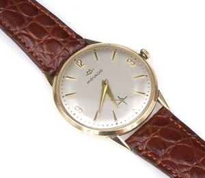 Vintage Longines 14k Gold Watch Black Leather Strap 22mm Mechanical R6018 W851