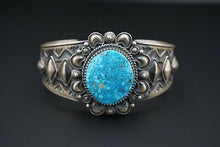 Navajo Derrick Gordon Turquoise Cuff Bracelet Sterling Silver 7" Signed BS2340