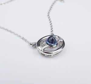 Platinum Natural No Heat Sapphire Diamond Pendant Necklace 16.5" GIA Cert NG1264