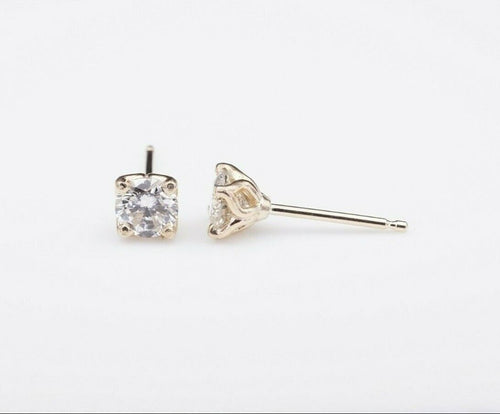 Modern 14k Yellow Gold Round 1/2 ct Diamond Stud Earrings Conflict Free EG1341