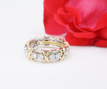 Platinum 18k Tiffany Schlumberger 16-Stone Diamond Band X Ring Size 5.5 RG4142