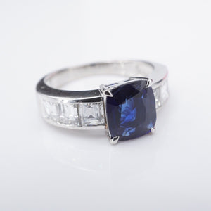 Burma Sapphire Diamond Ring GIA No Heat Platinum Engagement Cocktail Sz 7 RG4230