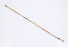 14k Yellow Gold 2.5 ctw Natural Sapphire Rainbow Tennis Bracelet 6.75" BG919
