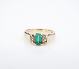 James Avery Barcelona Vasar Lab Created Emerald Diamond Ring 14k Sz 4.5 RG4344