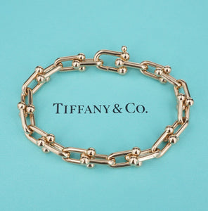 Tiffany Co. 18k Rose Gold HardWear Medium Link Bracelet 6.5" 9.25mm Large BG939