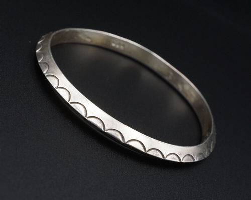 Navajo Sterling Silver Bangle Bracelet Christopher J Hoskie 8