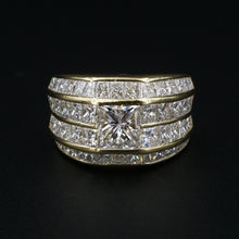 Diamond Wide Band Ring Princess 18k Yellow Gold 6 carats Size 7 CO1104