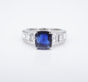 Burma Sapphire Diamond Ring GIA No Heat Platinum Engagement Cocktail Sz 7 RG4230