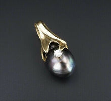 Custom Fairclough 18k Gold Diamond Tahitian Pearl Pendant 1.25" Maui PG1430