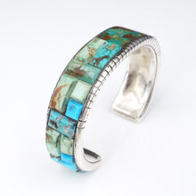 Navajo Sterling Silver Turquoise Bracelet Cobble Inlay Francis Melvin BS2882