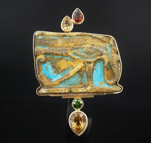 Eye of Horus Fragment Artifact Pendant Mark Loren 14k Gold 4" PG1666
