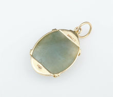 Mings Vintage 14k Yellow Gold Green Nephrite Carved Jade Pendant 1.3" PG1305