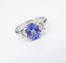 Tanzanite Diamond Cocktail Ring 14k White Gold Band Size 4 RG4202