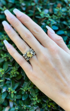 Dian Malouf Ring Sterling Silver 14k Citrine Cross Cigar Band Size 5.75 RS3476