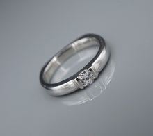 Diamond Ring Platinum Solitaire Stackable Semi Bezel Size 6.5 Euro Shank RG4369