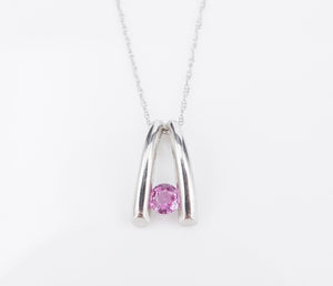 Pink Sapphire Platinum Pendant Necklace 18" Designer NG1452