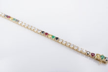 14k Rainbow Diamond Tennis Bracelet Yellow Gold The Last Line 2.2 ct 6.5" BG928