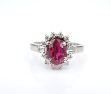 18k White Gold 2ctw Oval Ruby Diamond Halo Ring Size 7.25 RG4210