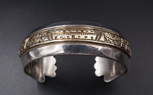 Navajo James Pioche Sterling Silver 14k Gold Pueblo Scene Cuff Bracelet BS1789