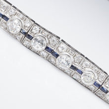 Art Deco Sapphire Diamond Bracelet Platinum Antique 9 carats 7.25" BG875