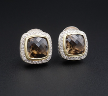 David Yurman Diamond Earrings Albion Smoky Quartz Sterling Silver 18K ES2540