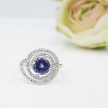 Tanzanite Diamond Swirl Cocktail Ring 1.6 ctw 18k White Gold Size 6.75 RG4082