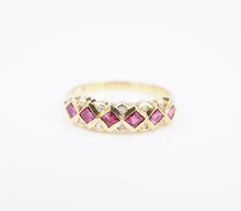 18k Natural Ruby Diamond Stackable Band Ring Yellow Gold Size 7.5 5mm RG4101